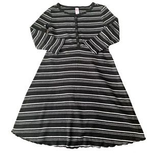Justice Girls Size 10 Black & White Striped A Line Dress